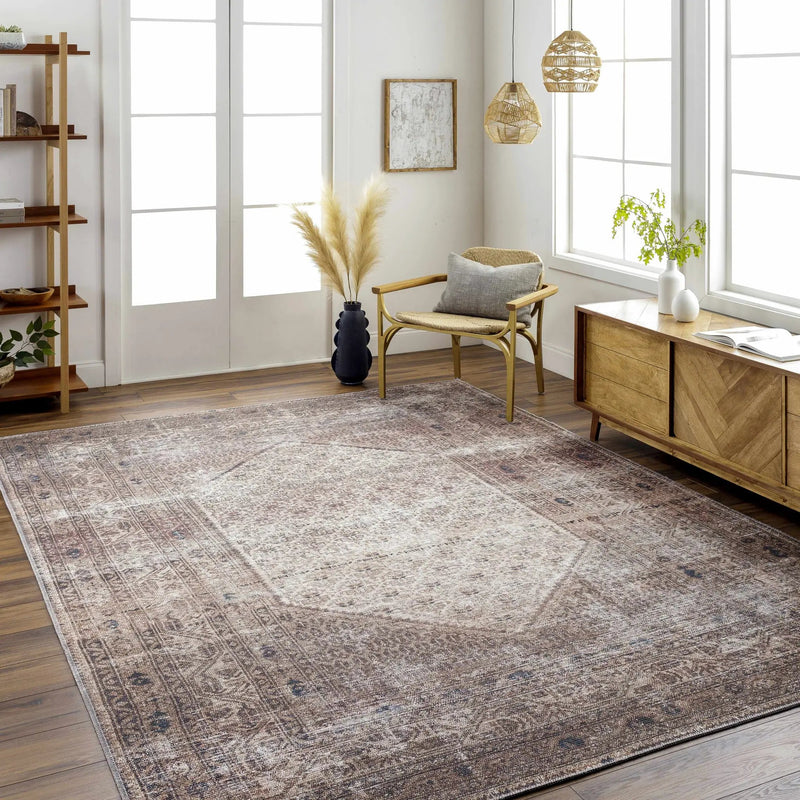 Tan Ormstown Distressed Washable Area Rug - Clearance by Boutique Rugs