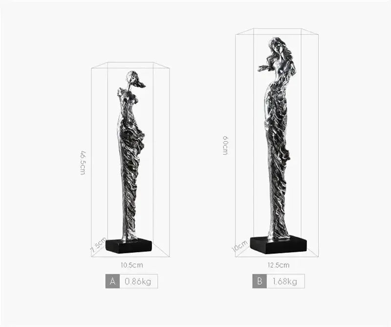 Abstract Girl Electroplated Resin Sculpture by House Of Avana