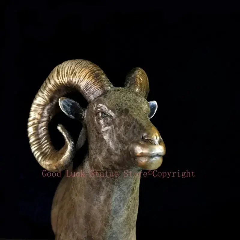 Bronze Ram Decorative Sculpture for Living Room Tabletop Decor by House Of Avana