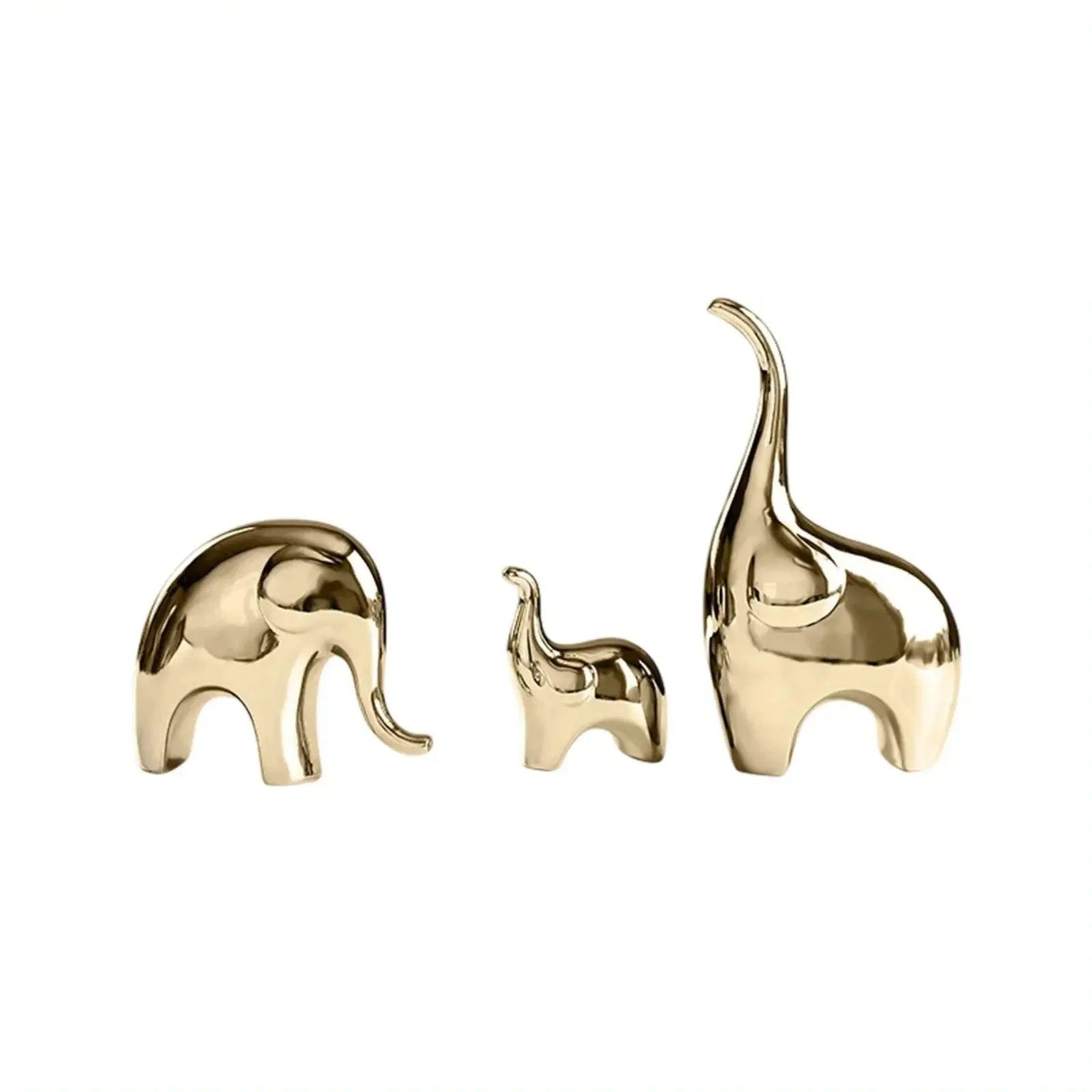 Decorative Ceramic Elephant Figurine Set for Tabletop Decor by House Of Avana