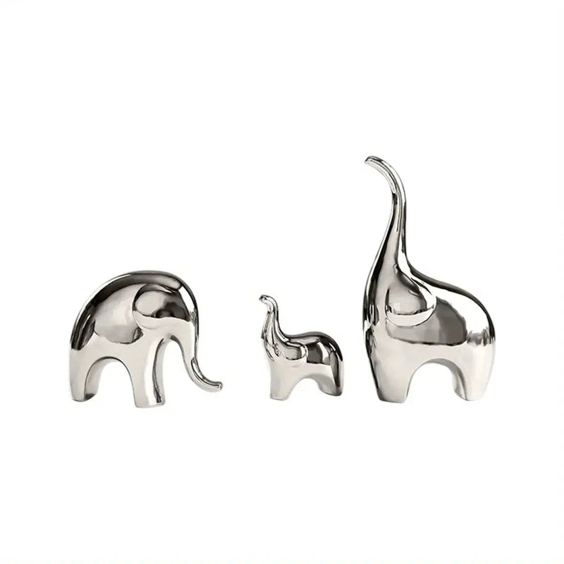 Decorative Ceramic Elephant Figurine Set for Tabletop Decor by House Of Avana
