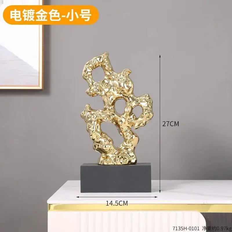 Abstract Gold Hollow Decorative Sculpture by House Of Avana