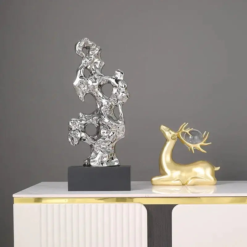 Abstract Gold Hollow Decorative Sculpture by House Of Avana