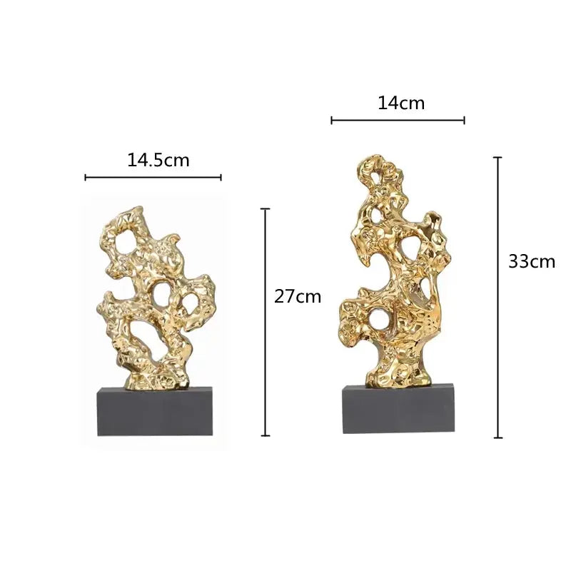 Abstract Gold Hollow Decorative Sculpture by House Of Avana