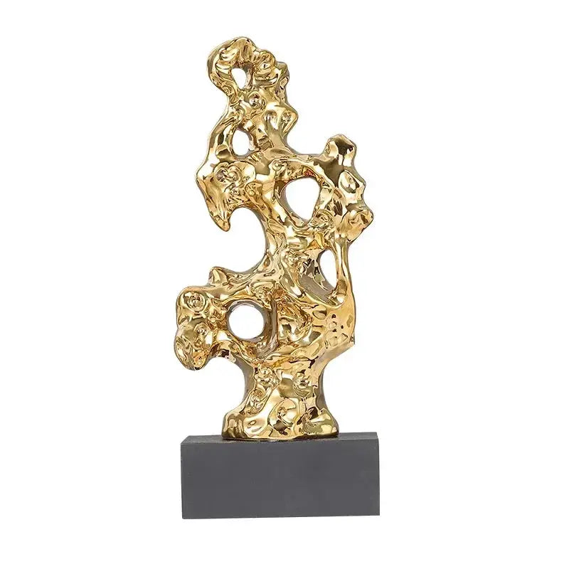 Abstract Gold Hollow Decorative Sculpture by House Of Avana