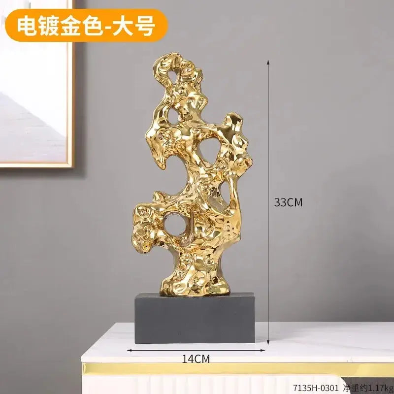 Abstract Gold Hollow Decorative Sculpture by House Of Avana