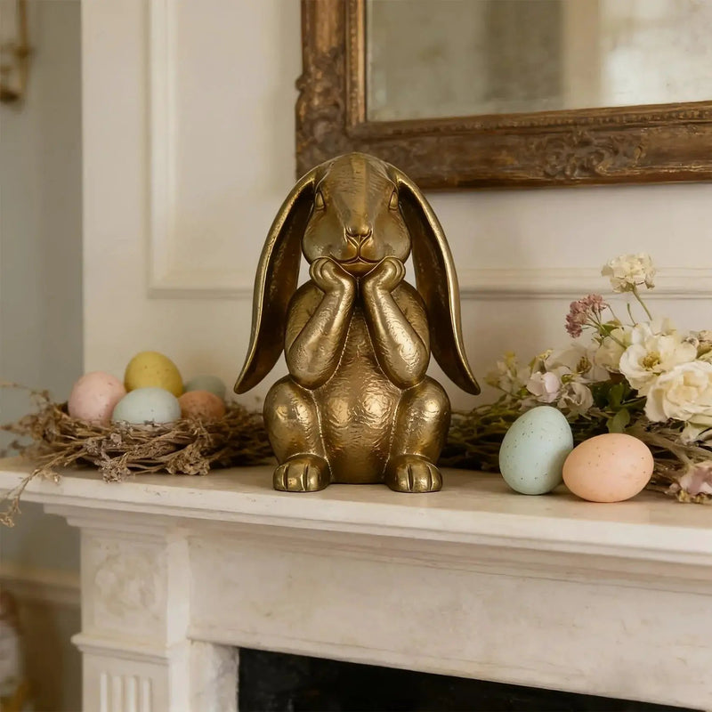 Ornament - Decorative Golden Rabbit Figurine by House Of Avana