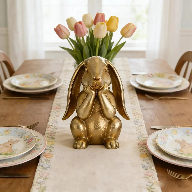 Ornament - Decorative Golden Rabbit Figurine by House Of Avana