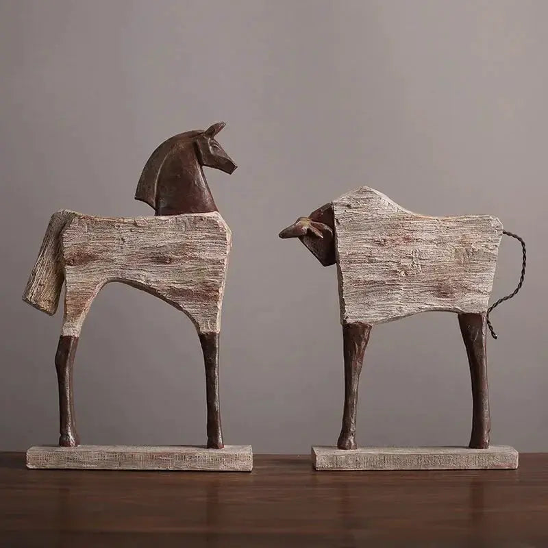 Rustic Wooden Horse Decorative Sculpture by House Of Avana