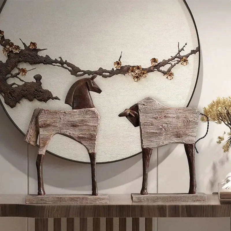 Rustic Wooden Horse Decorative Sculpture by House Of Avana