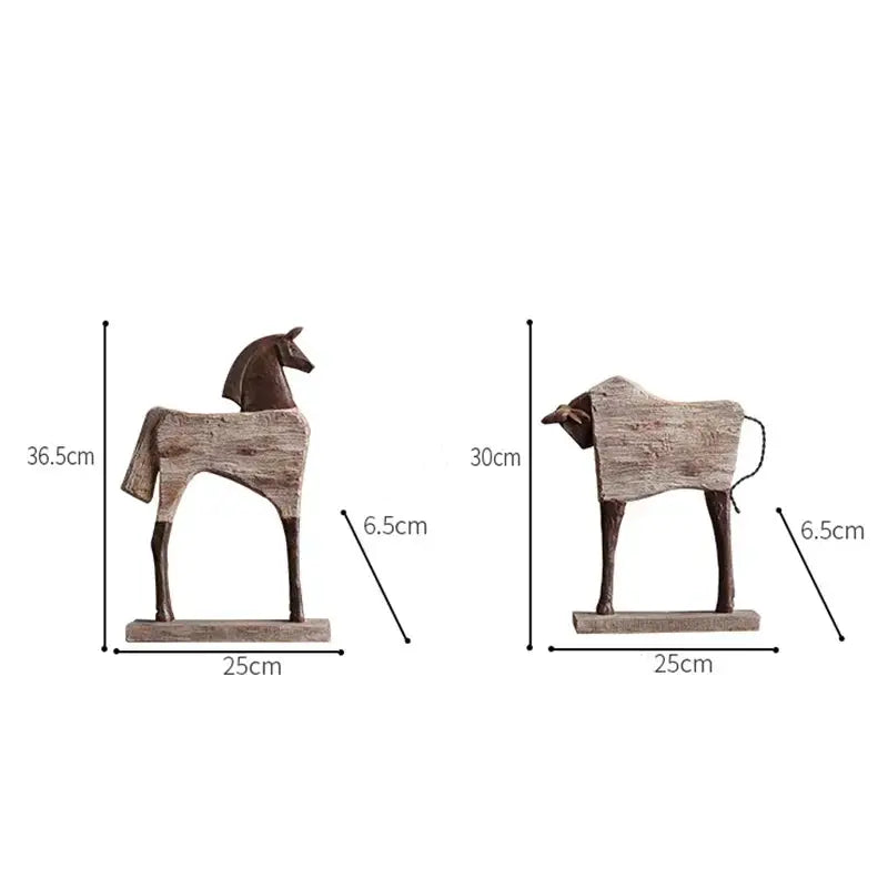 Rustic Wooden Horse Decorative Sculpture by House Of Avana
