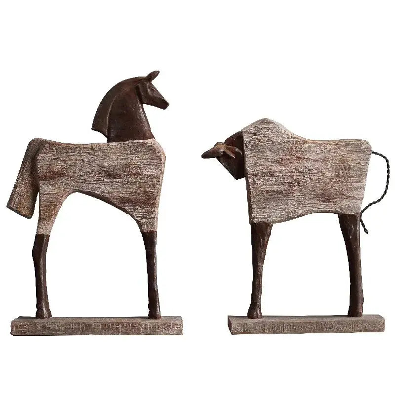 Rustic Wooden Horse Decorative Sculpture by House Of Avana