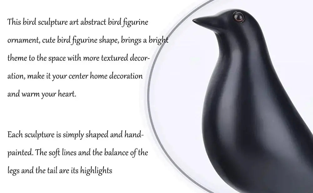Minimalist Black Bird Figurine Decorative Tabletop Accent by House Of Avana