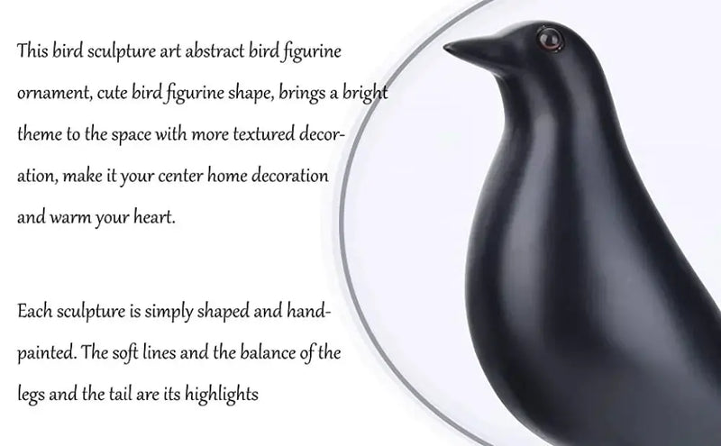 Minimalist Black Bird Figurine Decorative Tabletop Accent by House Of Avana