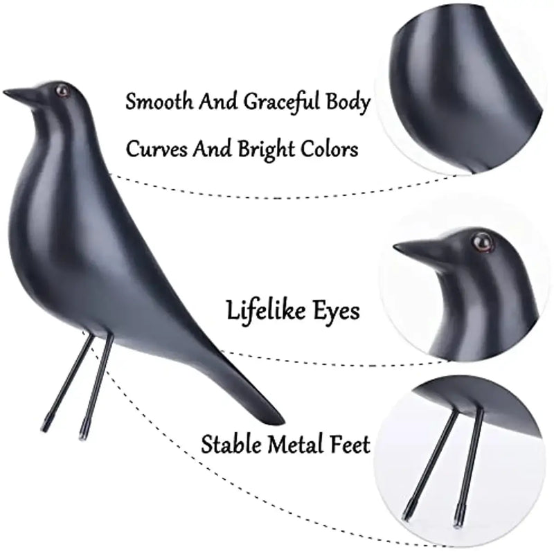Minimalist Black Bird Figurine Decorative Tabletop Accent by House Of Avana
