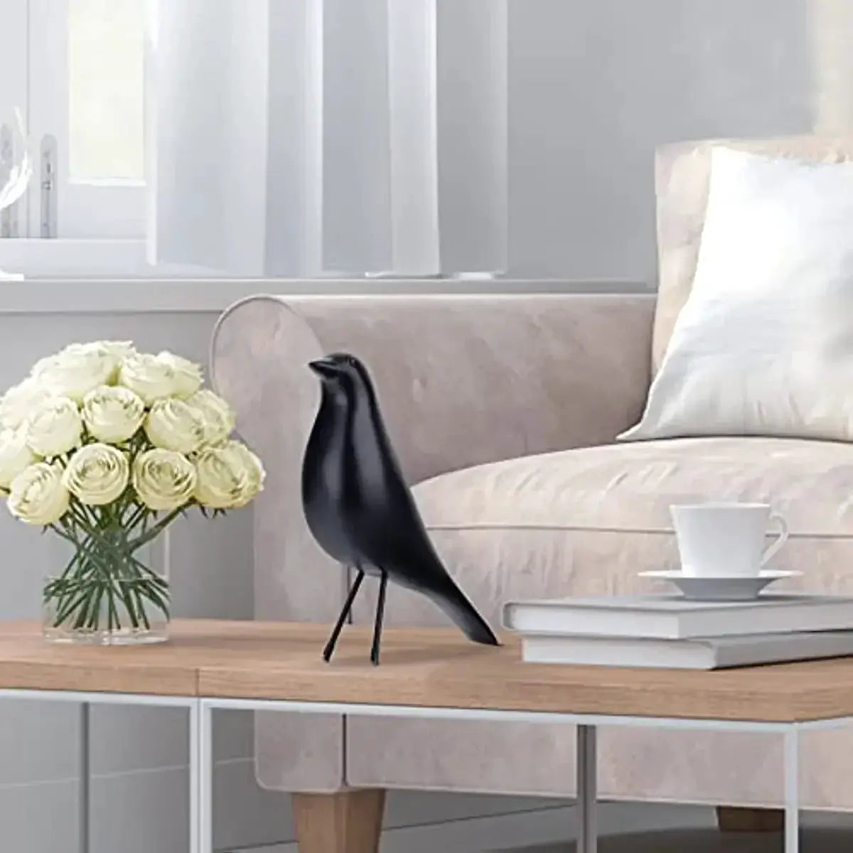 Minimalist Black Bird Figurine Decorative Tabletop Accent by House Of Avana