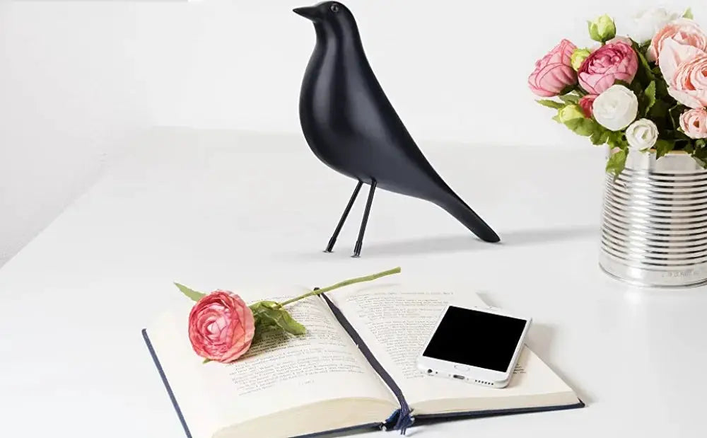 Minimalist Black Bird Figurine Decorative Tabletop Accent by House Of Avana