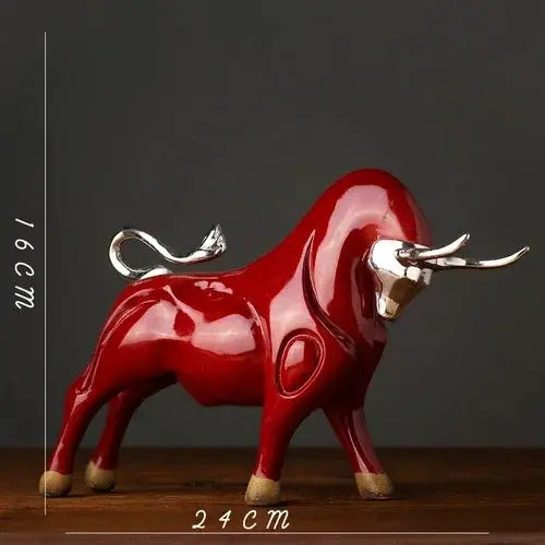 Modern Bull Sculpture Decorative Animal Figurine by House Of Avana