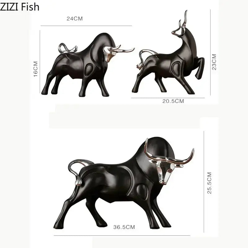Modern Bull Sculpture Decorative Animal Figurine by House Of Avana
