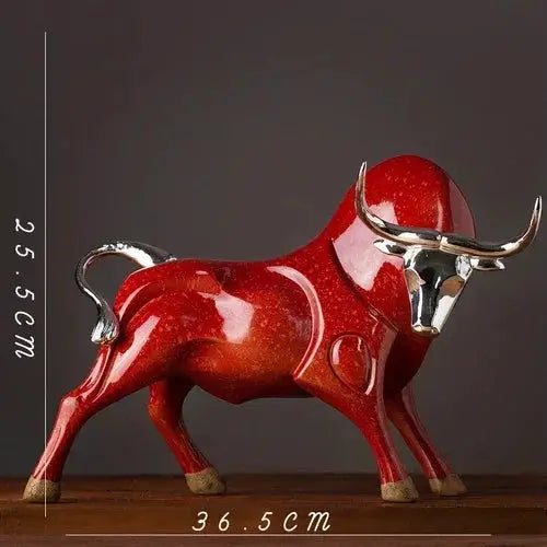 Modern Bull Sculpture Decorative Animal Figurine by House Of Avana