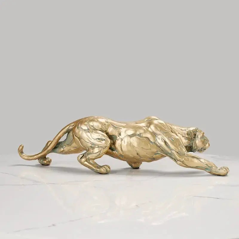 Golden Retro Leopard Decorative Sculpture for Living Room Tabletop Decor by House Of Avana