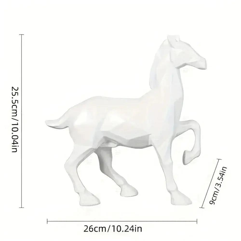 Modern White Geometric Horse Figurine Table Decor by House Of Avana