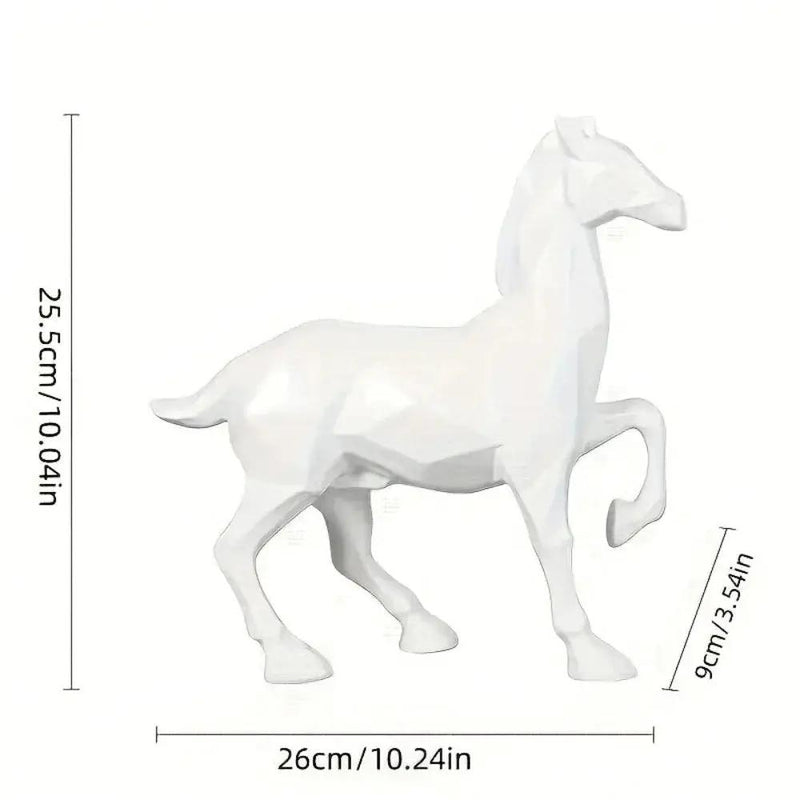 Modern White Geometric Horse Figurine Table Decor by House Of Avana