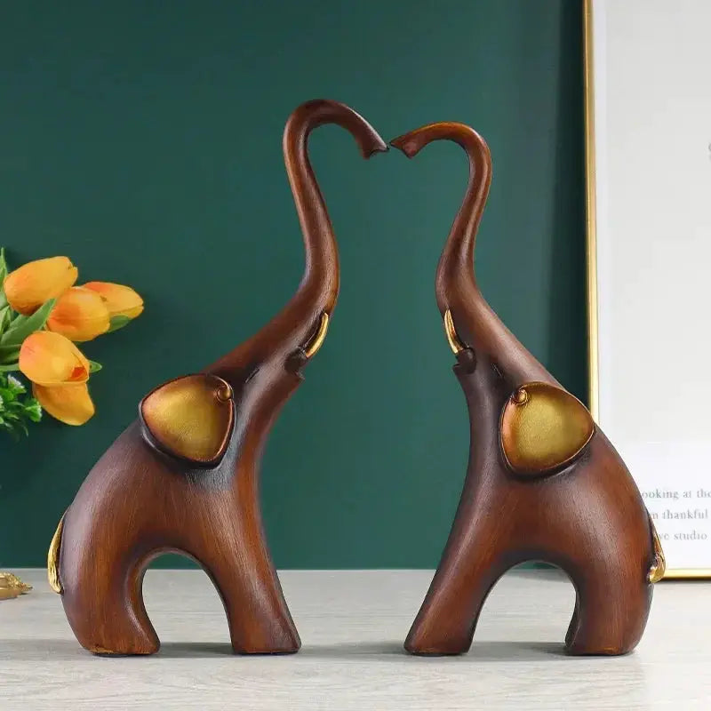 Creative Wood Grain Elephant Figurine Set by House Of Avana