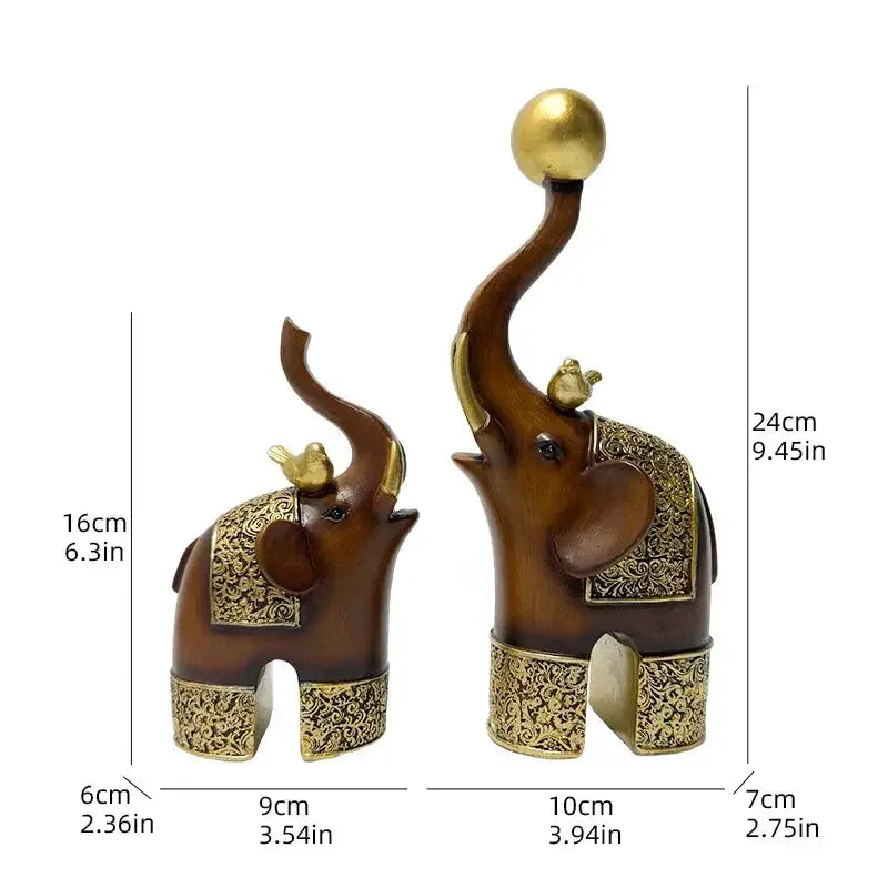 Creative Wood Grain Elephant Figurine Set by House Of Avana
