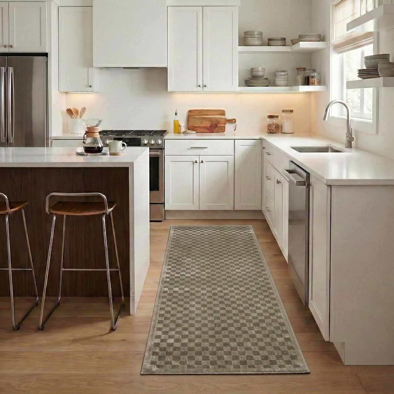 Gaiwan Olive Green Washable Area Rug by Boutique Rugs