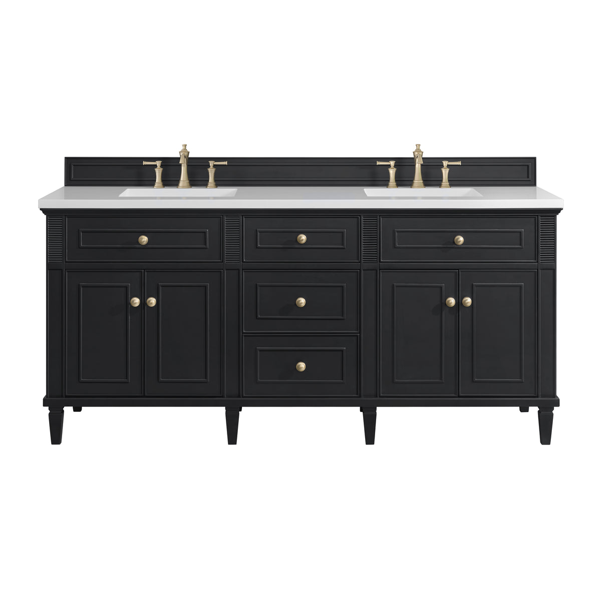 James Martin Lorelai 72" Double Bathroom Vanity, Black Onyx with White Zeus countertop