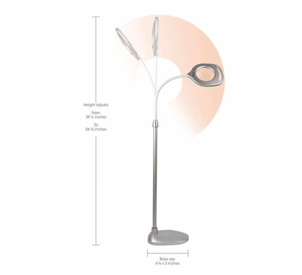 OttLite 2-in-1 LED Magnifier Light Floor and Table Lamps – Optical Grade Hands-Free Magnifying LED Light, Modern Design for Crafting, Sewing, Reading, Needlework by Outdoor Solar Outlet