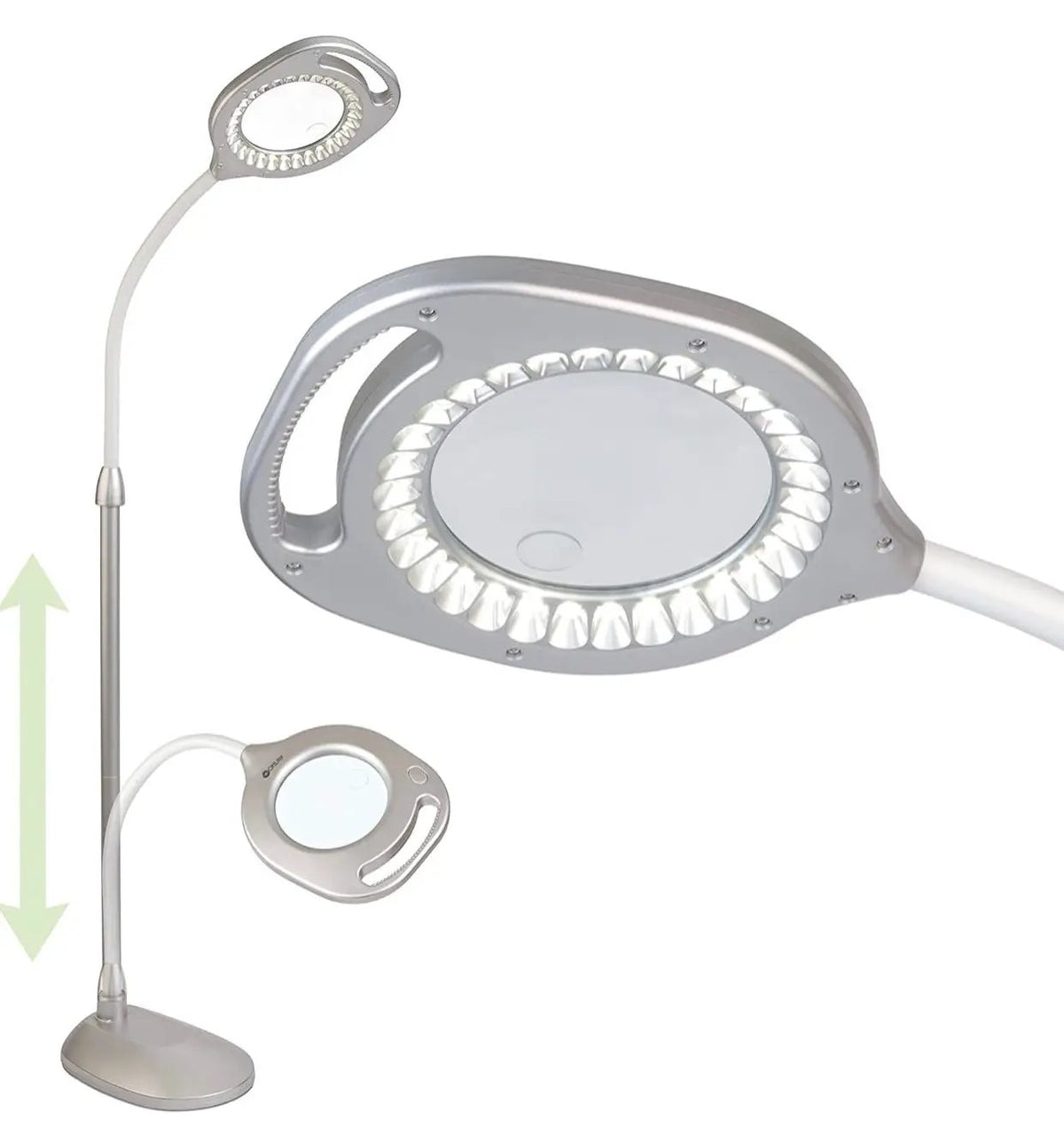 OttLite 2-in-1 LED Magnifier Light Floor and Table Lamps – Optical Grade Hands-Free Magnifying LED Light, Modern Design for Crafting, Sewing, Reading, Needlework by Outdoor Solar Outlet