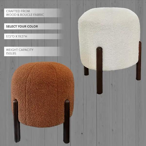 Plush Boucle Drum Ottoman, Choose Your Color by Decor Steals