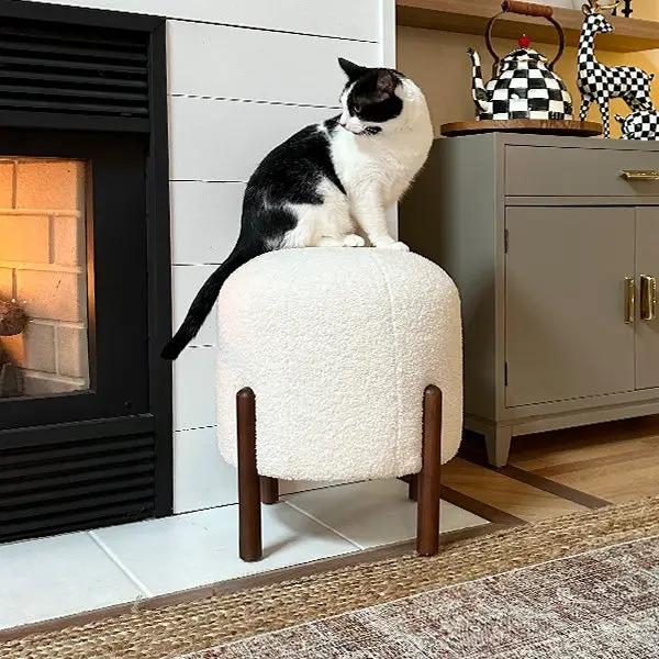 Plush Boucle Drum Ottoman, Choose Your Color by Decor Steals