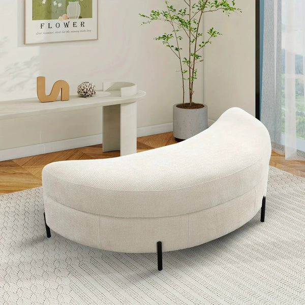 Ottoman Bench - Storage Half Moon Brown