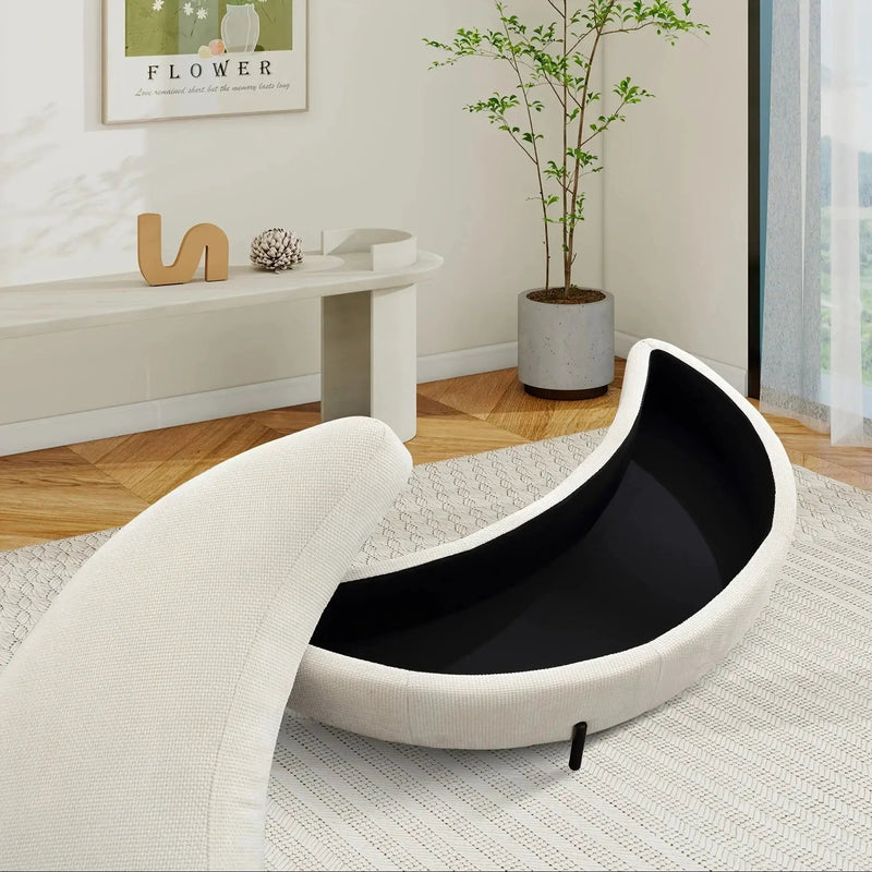 Ottoman Bench - Storage Half Moon Brown by House Of Avana