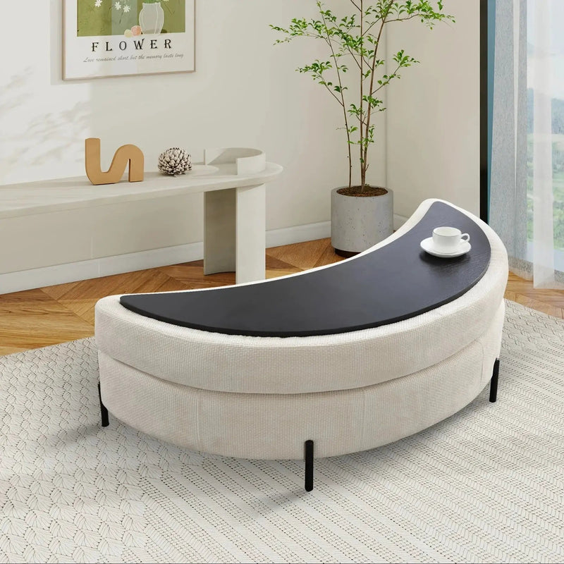 Ottoman Bench - Storage Half Moon Brown by House Of Avana