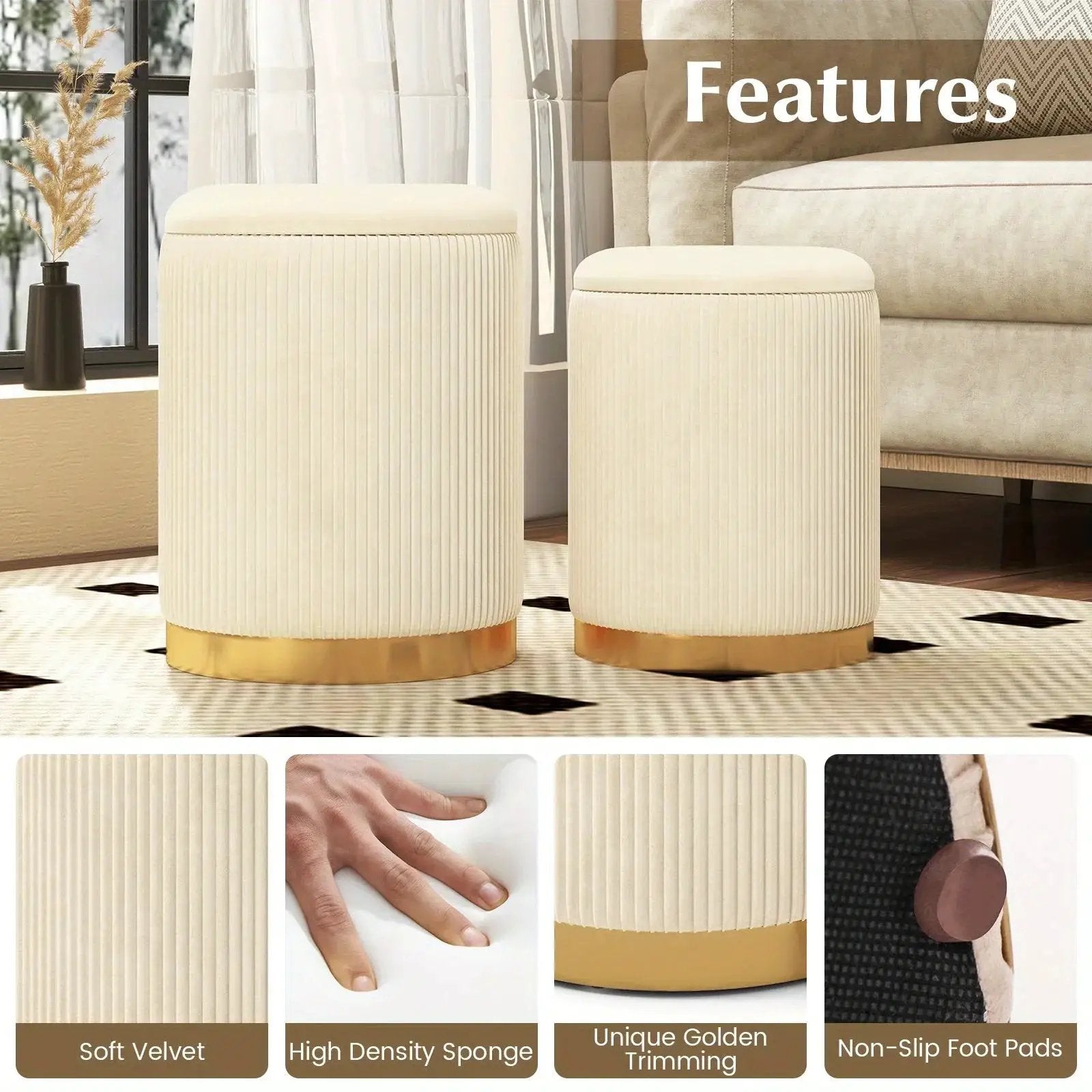 Ottoman - Hidden Leather Round by House Of Avana