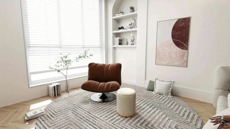 Ottoman - Hidden Leather Round by House Of Avana