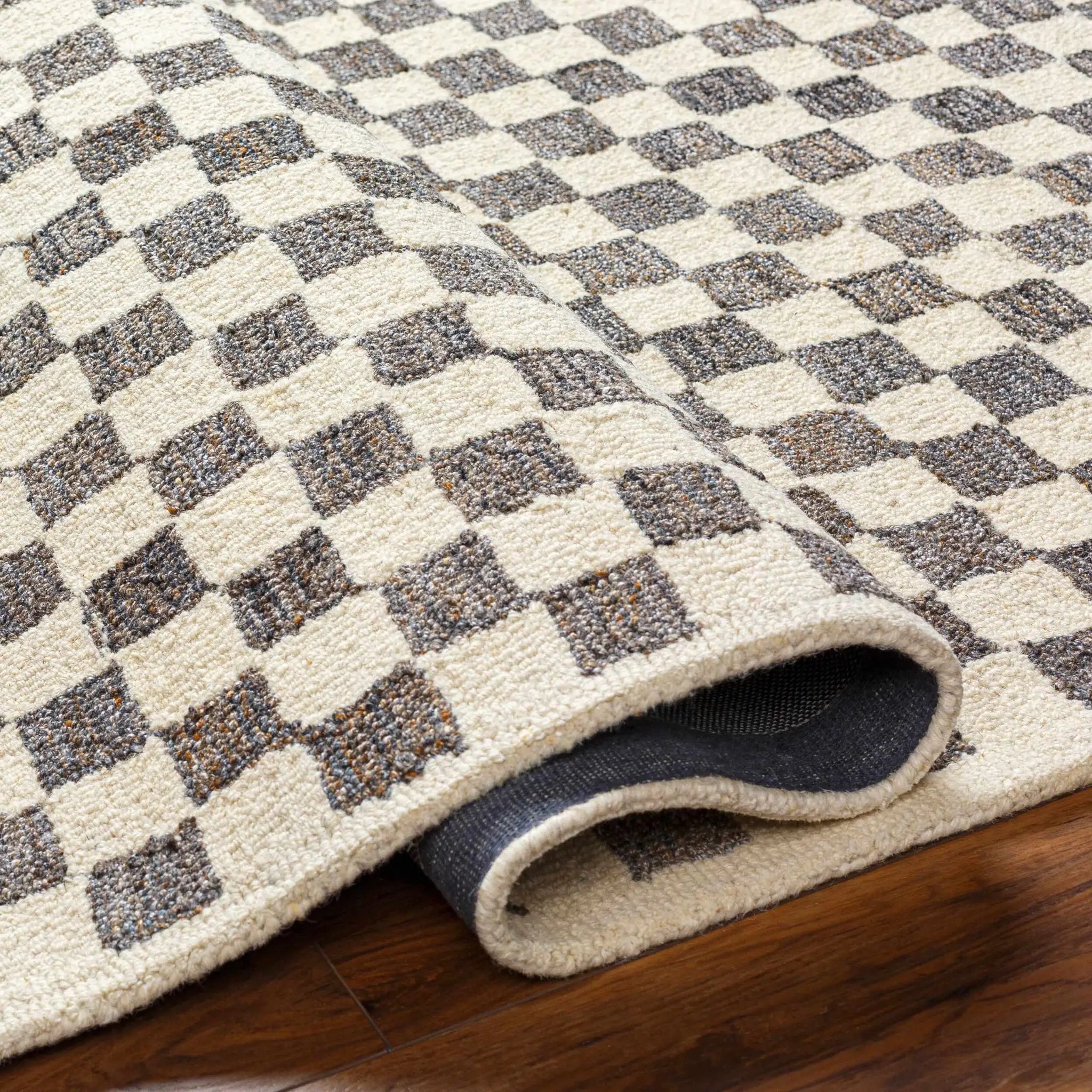 Halen Taupe Checkered Area Rug by Boutique Rugs