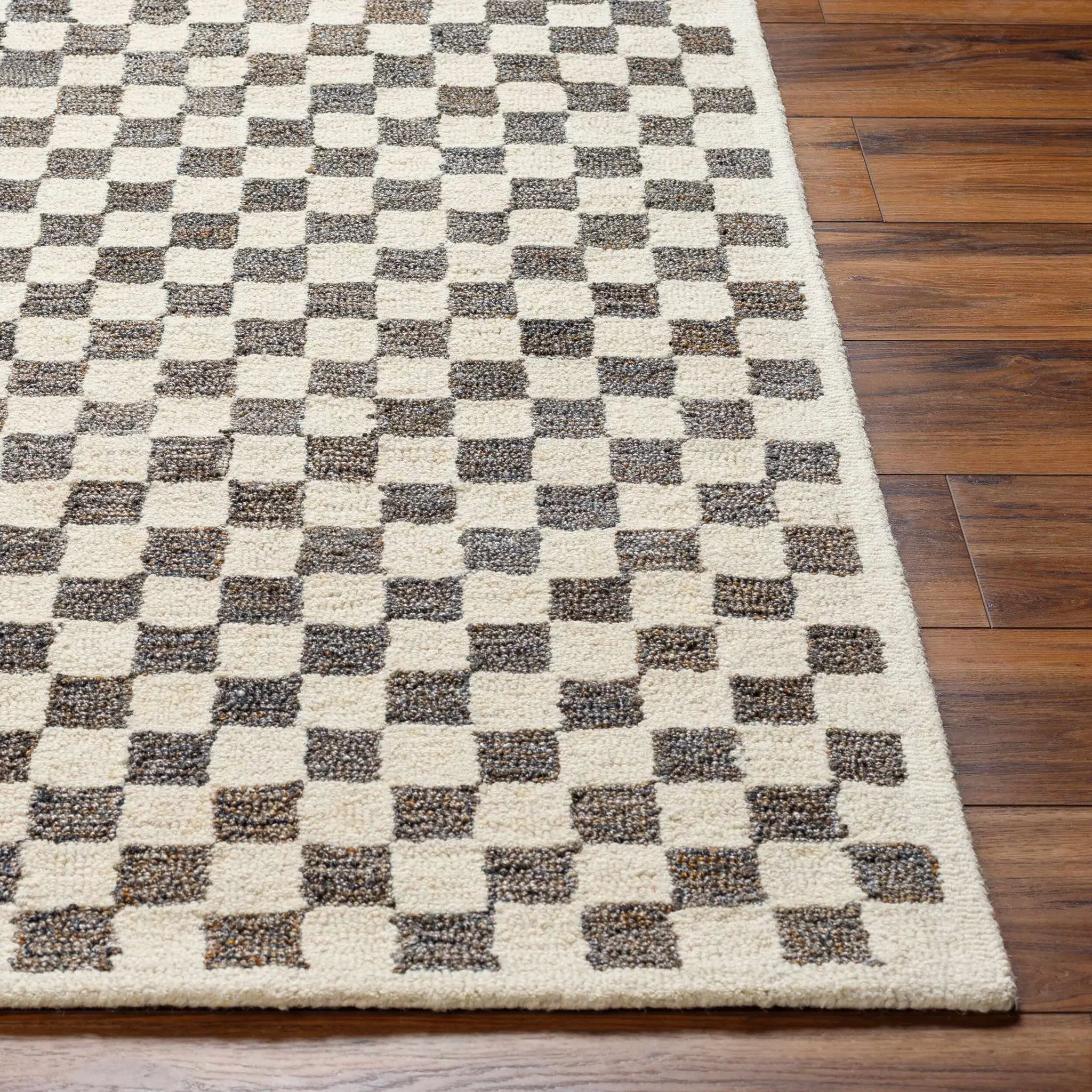 Halen Taupe Checkered Area Rug by Boutique Rugs