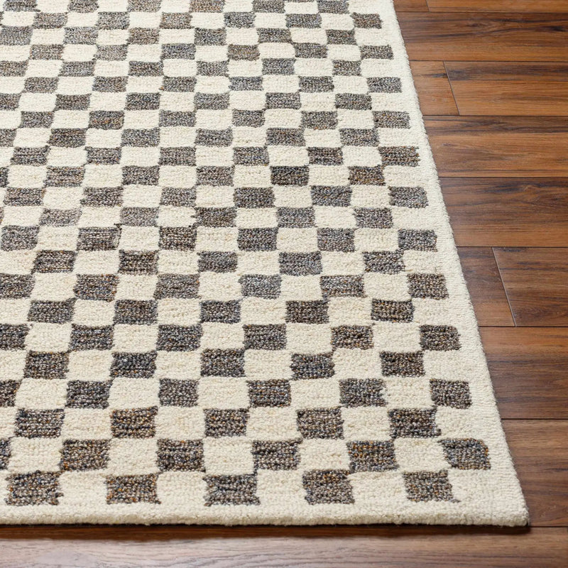 Halen Taupe Checkered Area Rug by Boutique Rugs