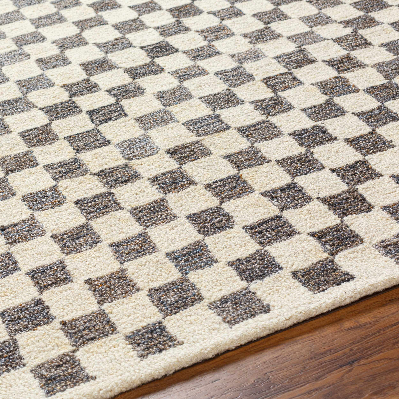 Halen Taupe Checkered Area Rug by Boutique Rugs