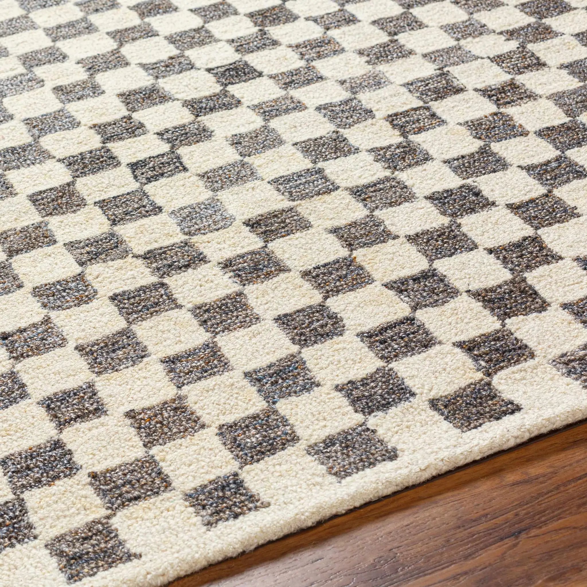 Halen Taupe Checkered Area Rug by Boutique Rugs