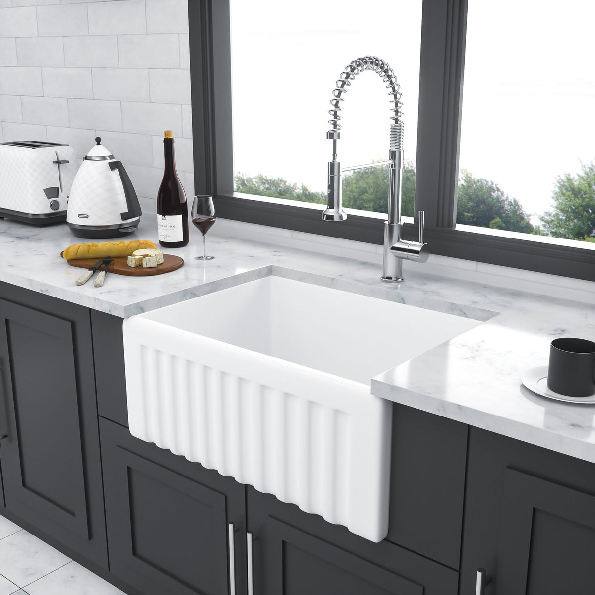 Apron Front Reversible Single Bowl Kitchen Sink & Grid And Strainer, photo 7 of 8