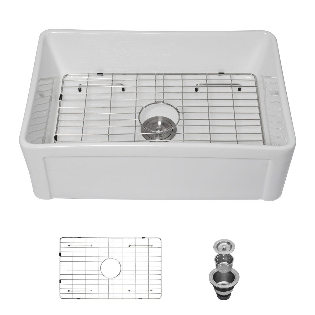 Apron Front Reversible Single Bowl Kitchen Sink & Grid And Strainer, photo 2 of 8