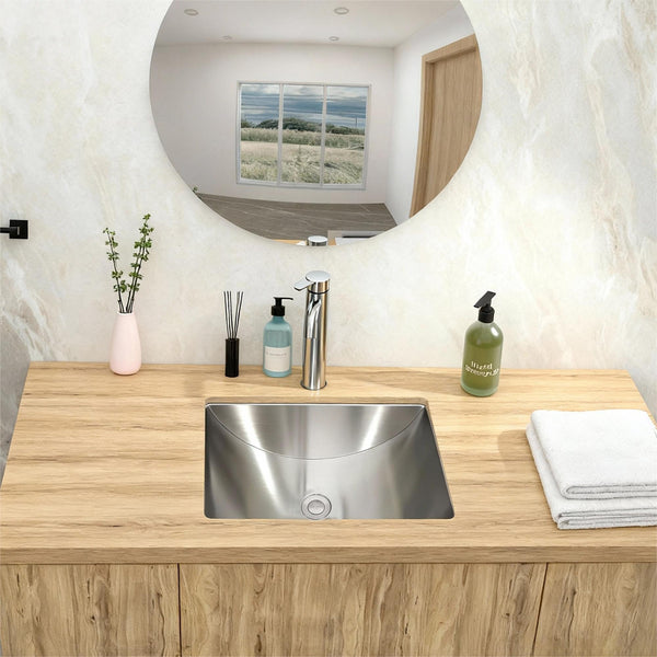 Undermount Bathroom Sink With Pop Up Drain, Brushed Nickel, photo 2 of 4