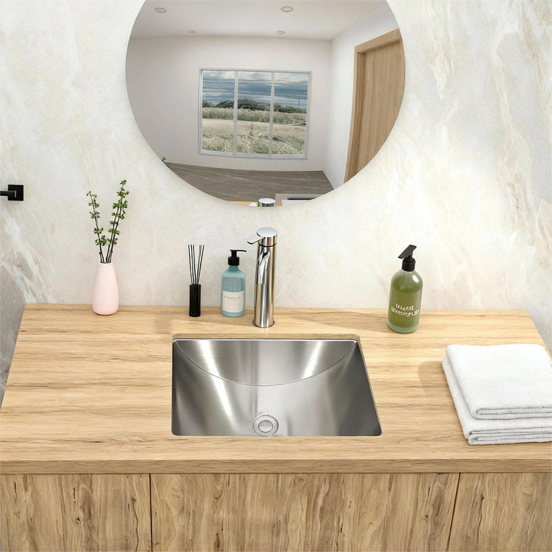 Undermount Bathroom Sink With Pop Up Drain, Brushed Nickel, photo 2 of 4