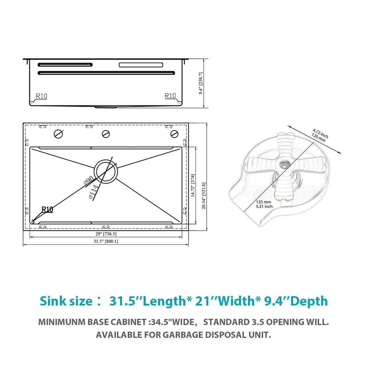 Drop In Waterfall Kitchen Sink With Pull-Out Faucet & Cup Washer, photo 4 of 8